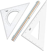 Vista 3 de Mr. Pen juego de reglas triangulares arquitectónicas con regla triangular graduada de 12 pulgadas, triángulos de 11 pulgadas 30/60 y 8 pulgadas 45/90