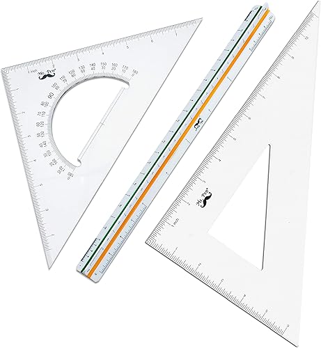 Miniatura 3 de Mr. Pen juego de geometría de 3 piezas, juego de escuadras, triángulos de 11 30/60 y 8 45/90 pulgadas, regla graduada de 12 pulgadas