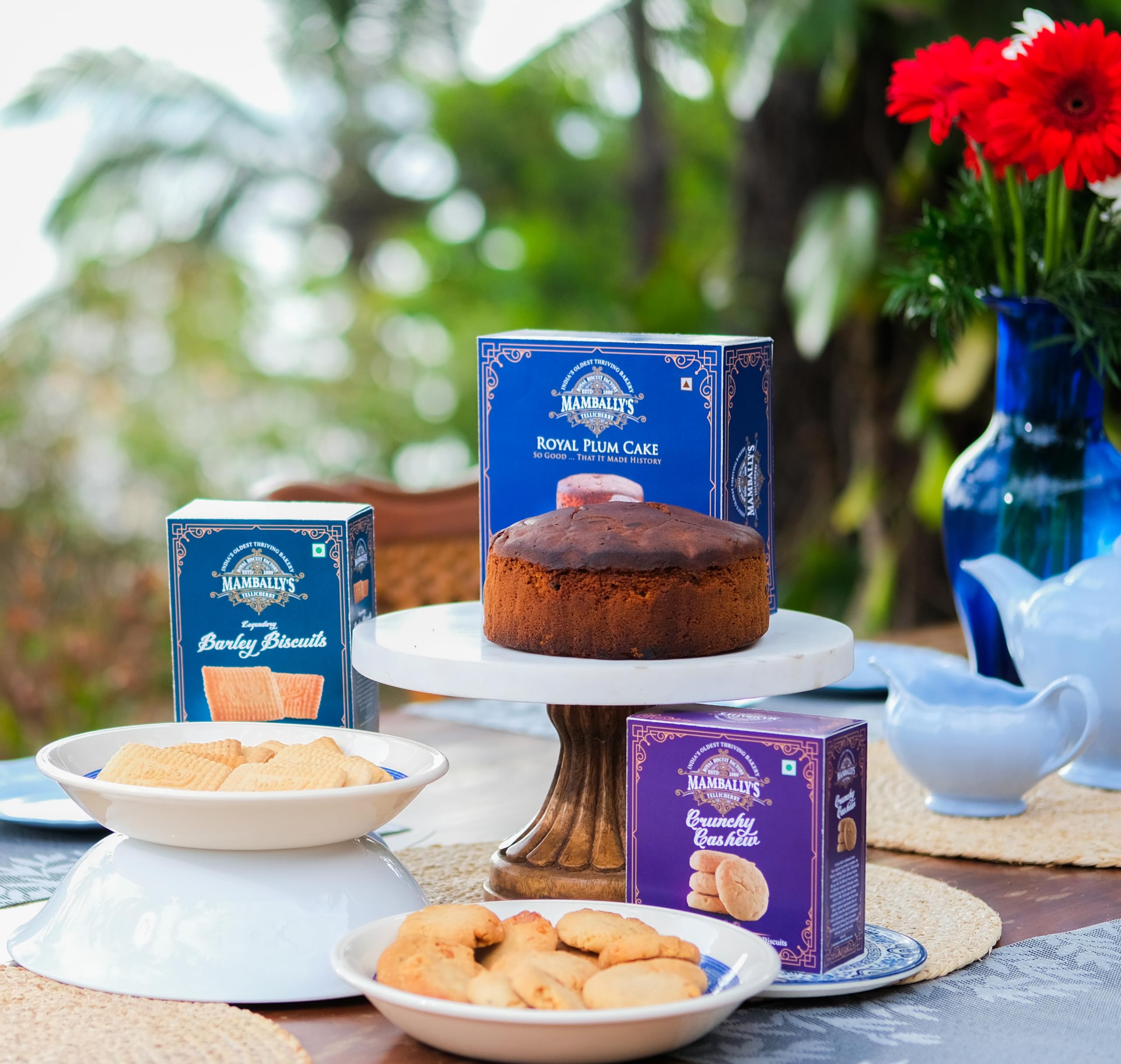 Mambally’s Royal Plum Cake, Barley & Crunchy Cashew Biscuit Combo Pack – Pure Butter & Finest Ingredients| India’s First Christmas Plum Cake & Authentic Biscuits | Original Recipes from 1880 & 1883 | Wood-Fire Baked, No Added Preservatives | 400g + 2 x 200g