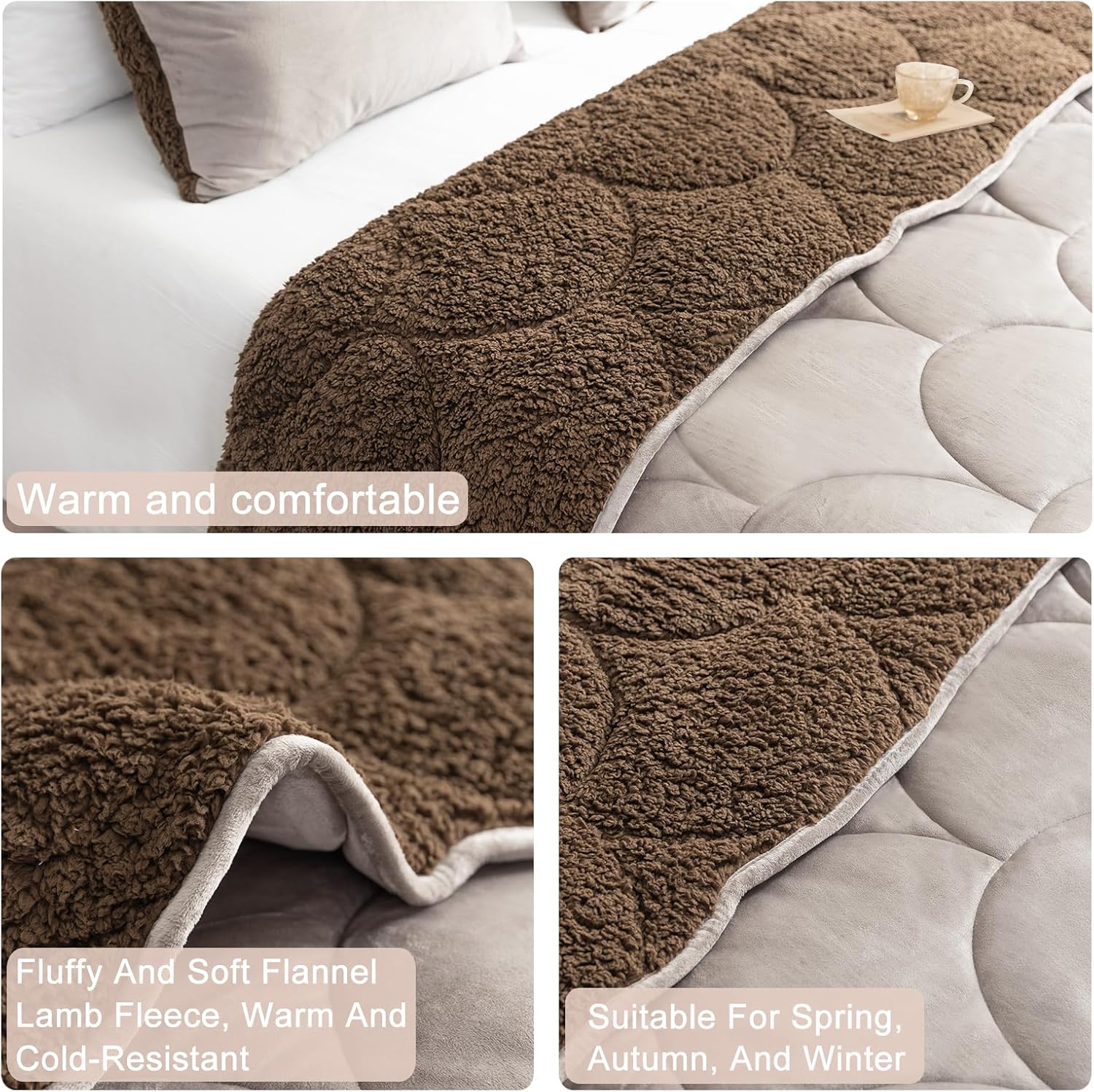 Sherpa Comforter Set Queen Size 80 * 80", All Season Soft Warm Fleece Spring Fall Blanket Filled with Lightweight Microfiber, Winter College Dorm Bedding Sets with 2 Pillow Sham