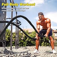 Vista 4 de Doufit Battle Rope 15 Inch Heavy Battle Exercise Training Rope 30ft Length 100 Dacron Fitness Rope Workout Ropes for Strength Training Home Gym