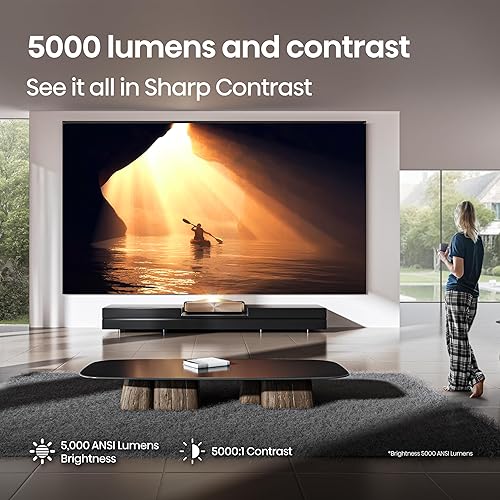 Vista 7 de Hisense L9Q Proyector láser triple con distancia de proyección ultracorta, 4K UHD, 5,000 lúmenes ANSI, contraste 5000:1, 80” - 200”, Dolby Vision