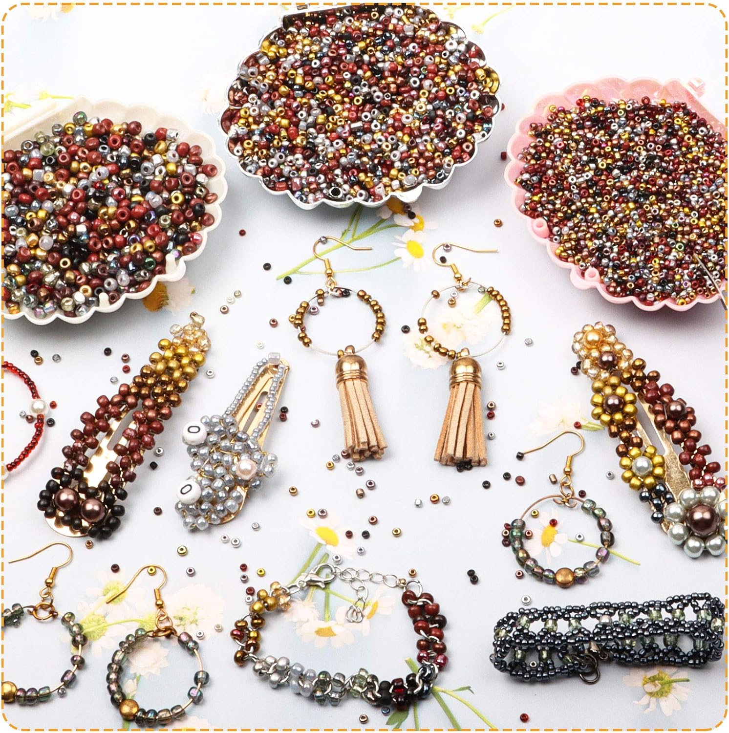 10000pcs Dark Silver Glass Seed Beads Bulk, 2mm 12/0 Tiny Small Waist Spacer Seed Beads for Bracelets, Necklace, Jewelry Making DIY Craft Projects with Tweezers - Image 7