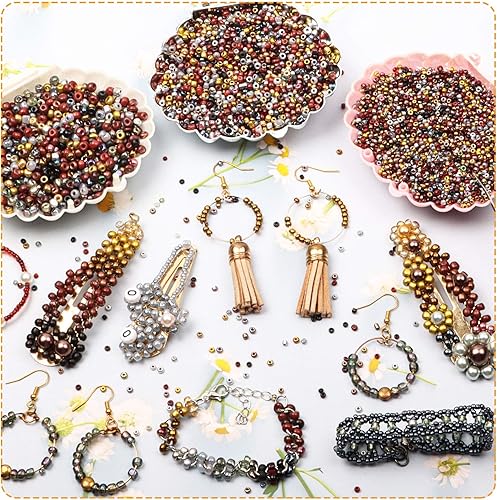 Miniatura 7 de Abalorios de semilla Yholin hechos de cristal a granel, colores metálicos acabado mate