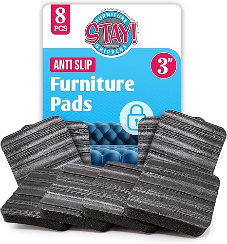 Stay! Almohadillas antideslizantes para muebles, tapones cuadrados para muebles para evitar que se deslicen en suelos de madera dura y alfombras,