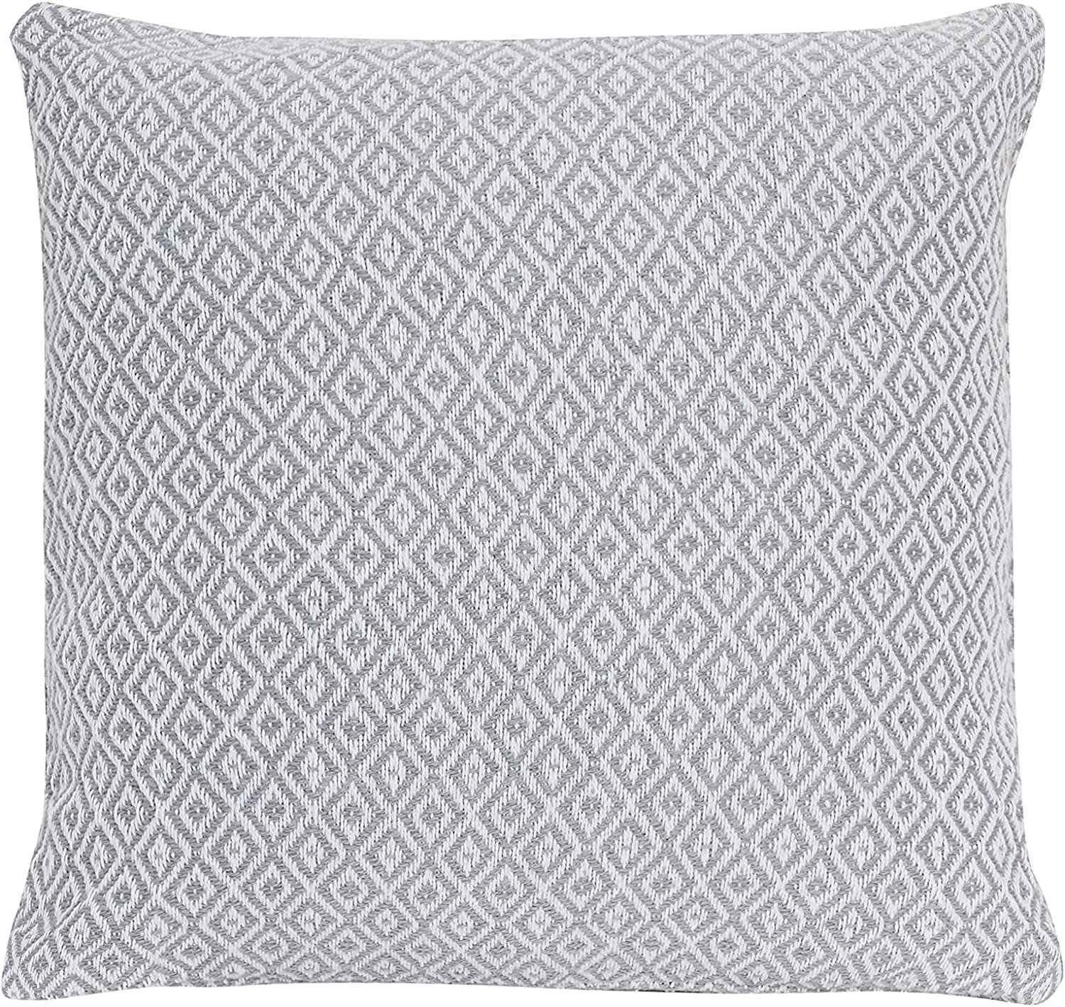 Cushion Covers 43cm x 43cm Silver Diamond Geo Pattern, 100% Cotton Square Cushions For Home Decor Sofa Bed