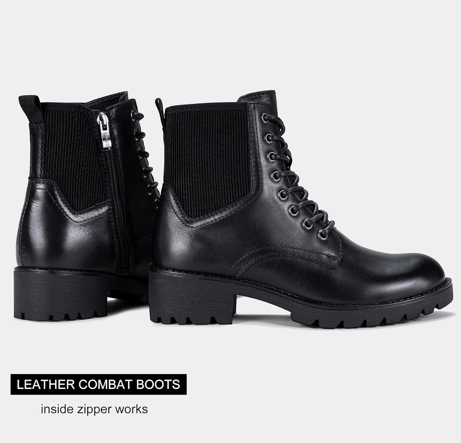 Vepose Women's 916 Ankle Boots, Combat Lace up Short Booties with Inside Zipper - Image 4