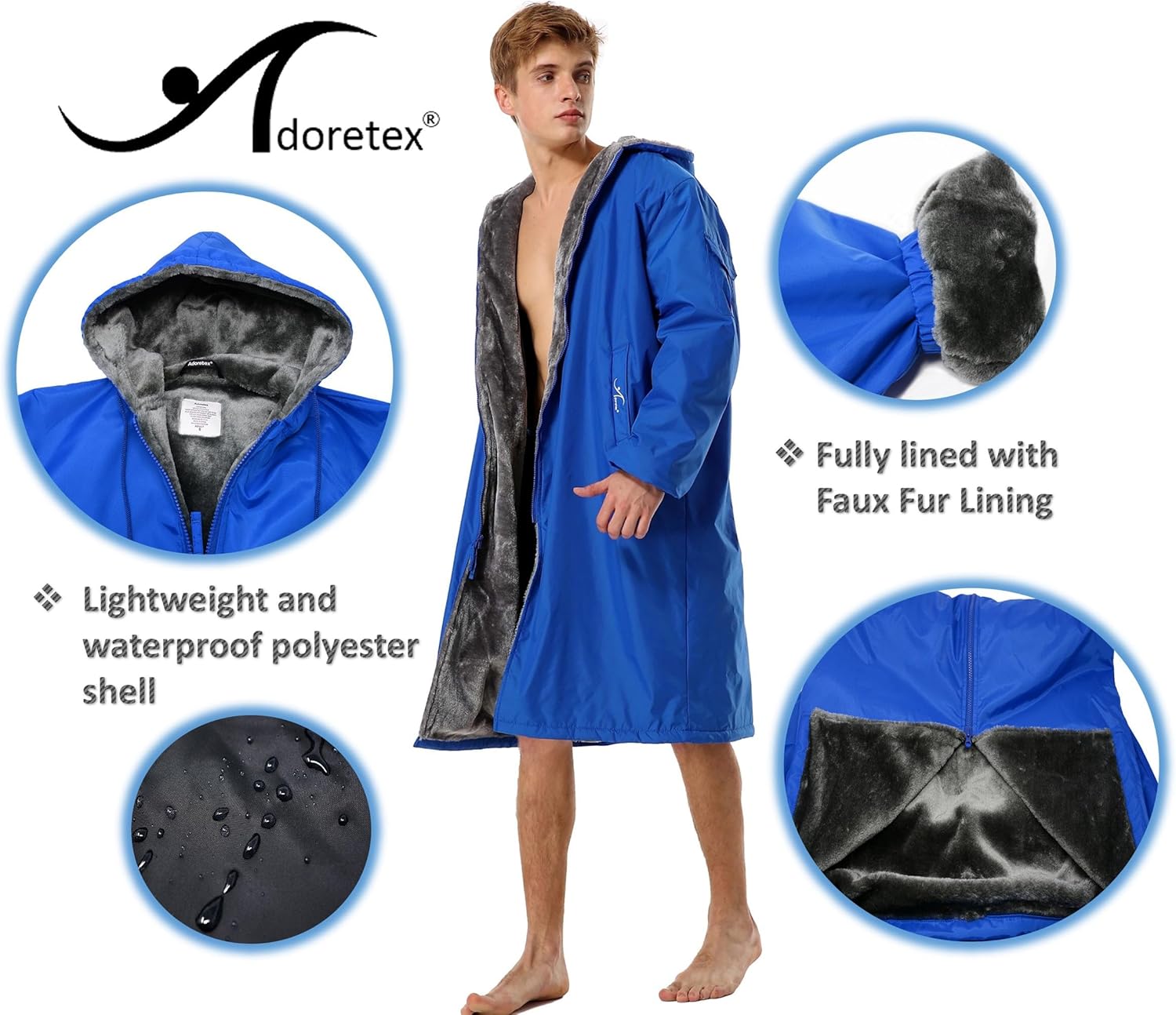 Adoretex Unisex Adult & Youth Faux Fur Lining Swim Parka (PK003) - Image 6