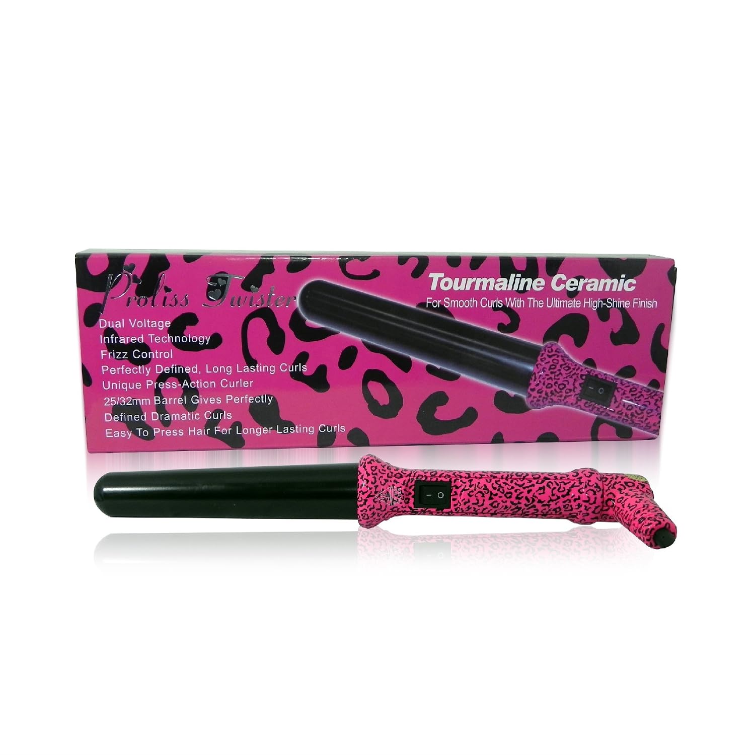Curling Wand, Hot Pink Leopard, 1 Pound