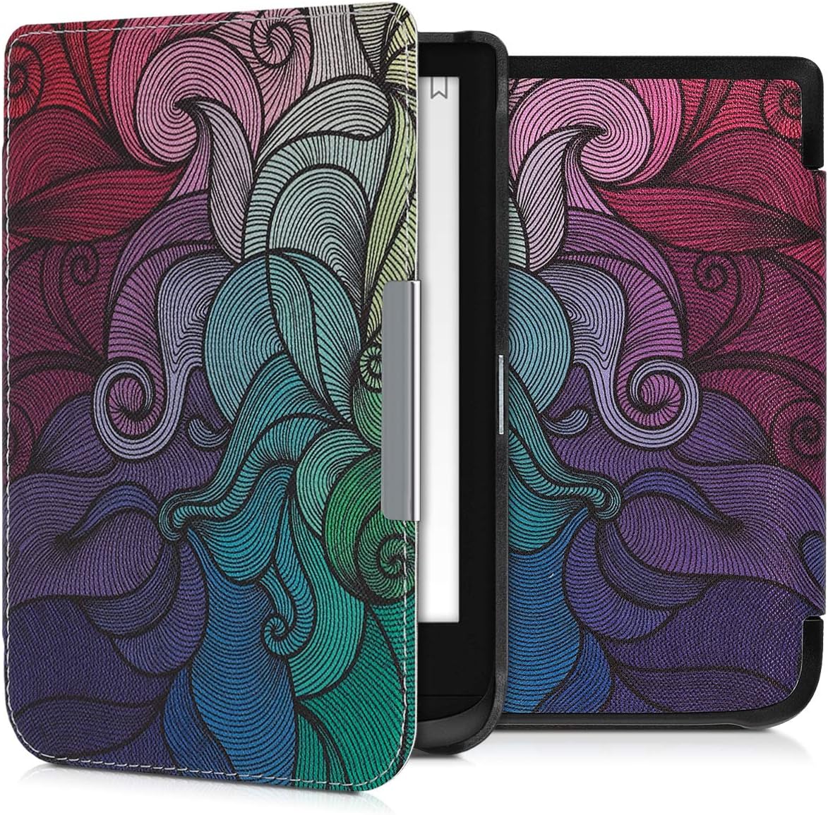 Étui Rabat Magnétique Pour Pocketbook InkPad 4 / Color 3 / Color 2 - Similicuir, Protection Chocs, Couleur Menthe Glacée-gris Foncé