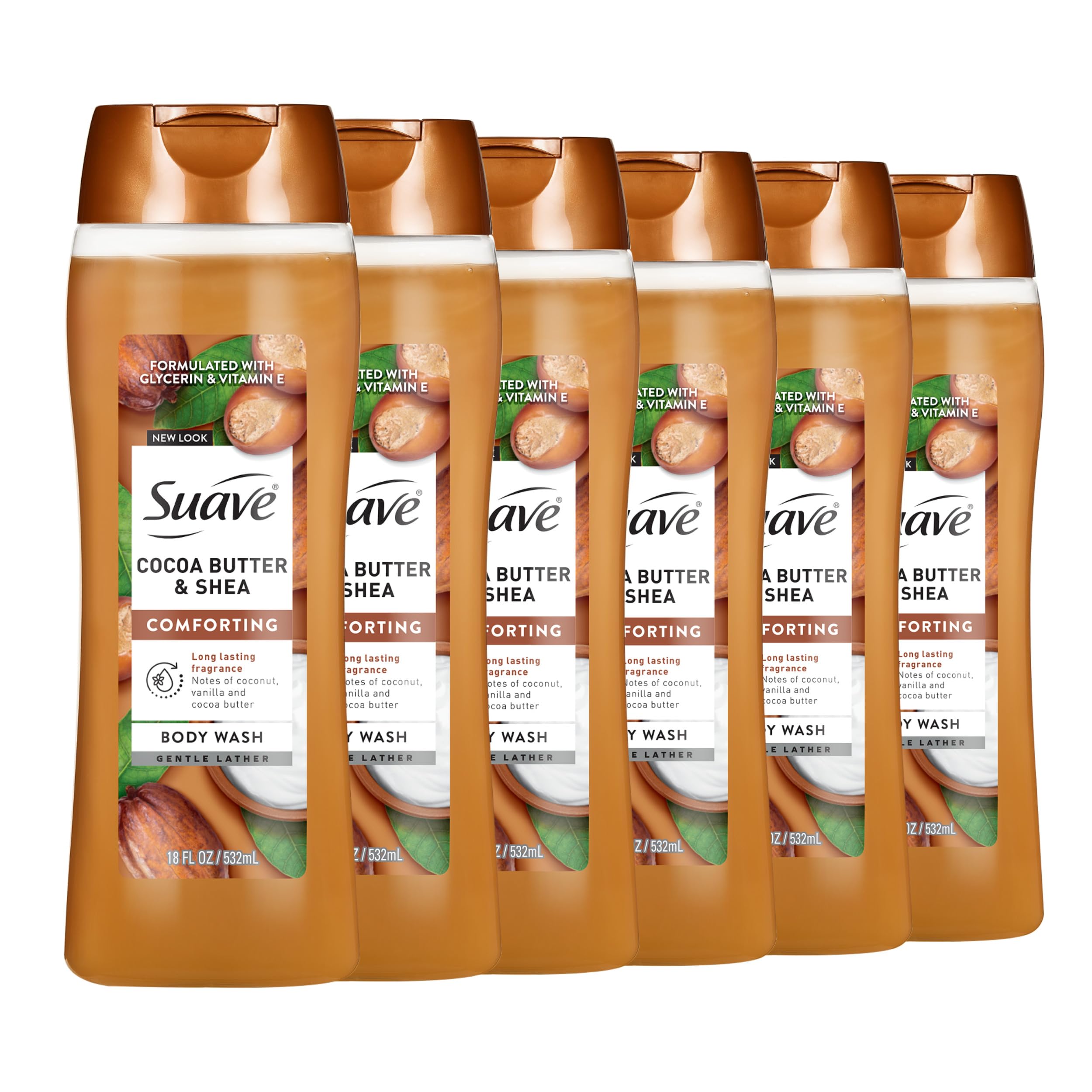Suave Moisturizing Body Wash Cocoa Butter and Shea with Vitamin E Extract No Parabens No Phtahaltes 18 Oz