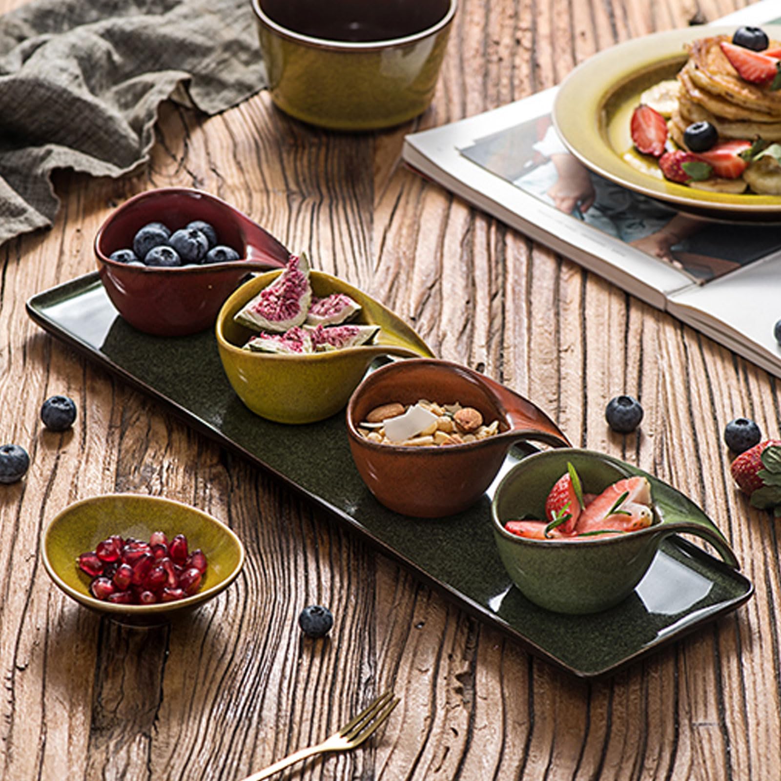 Cuencos Salsa Soja Salsera Ovalados Cuencos-CeráMicos DiseñO Funcional Para Salsas Postres Aperitivos Reuniones Familiares-A