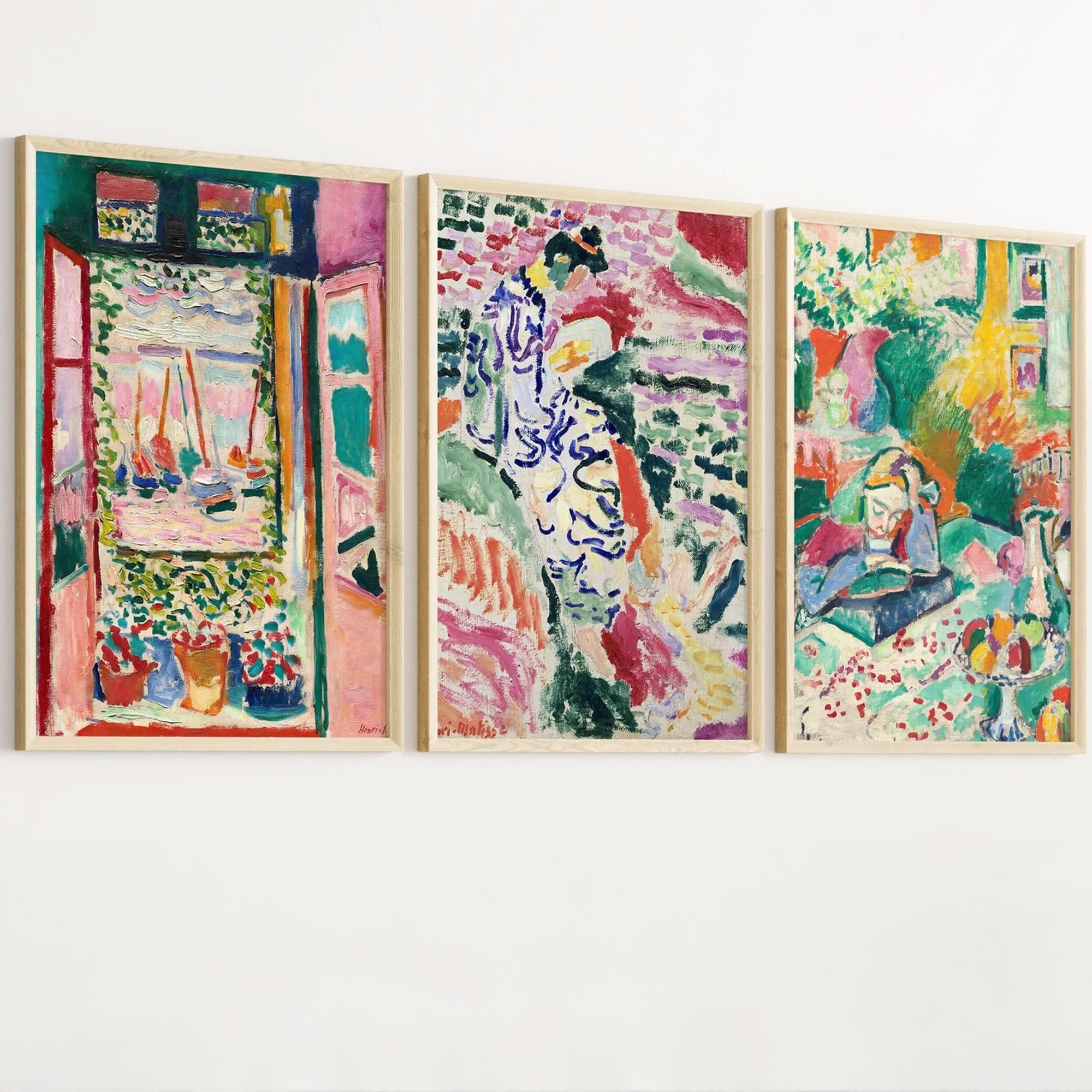 Matisse Art Prints, Set of 3 Colourful Wall Art, Gallery Collection, Mid Century Modern Style (Prints Only) (40x50cm)