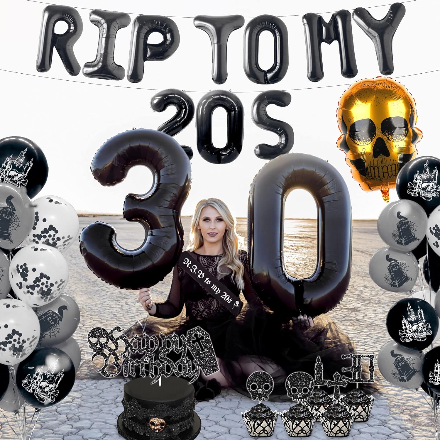 Amazon.com: JeVenis Rip to My 20s Balloons Rip Twenties Balloons Gothic ...