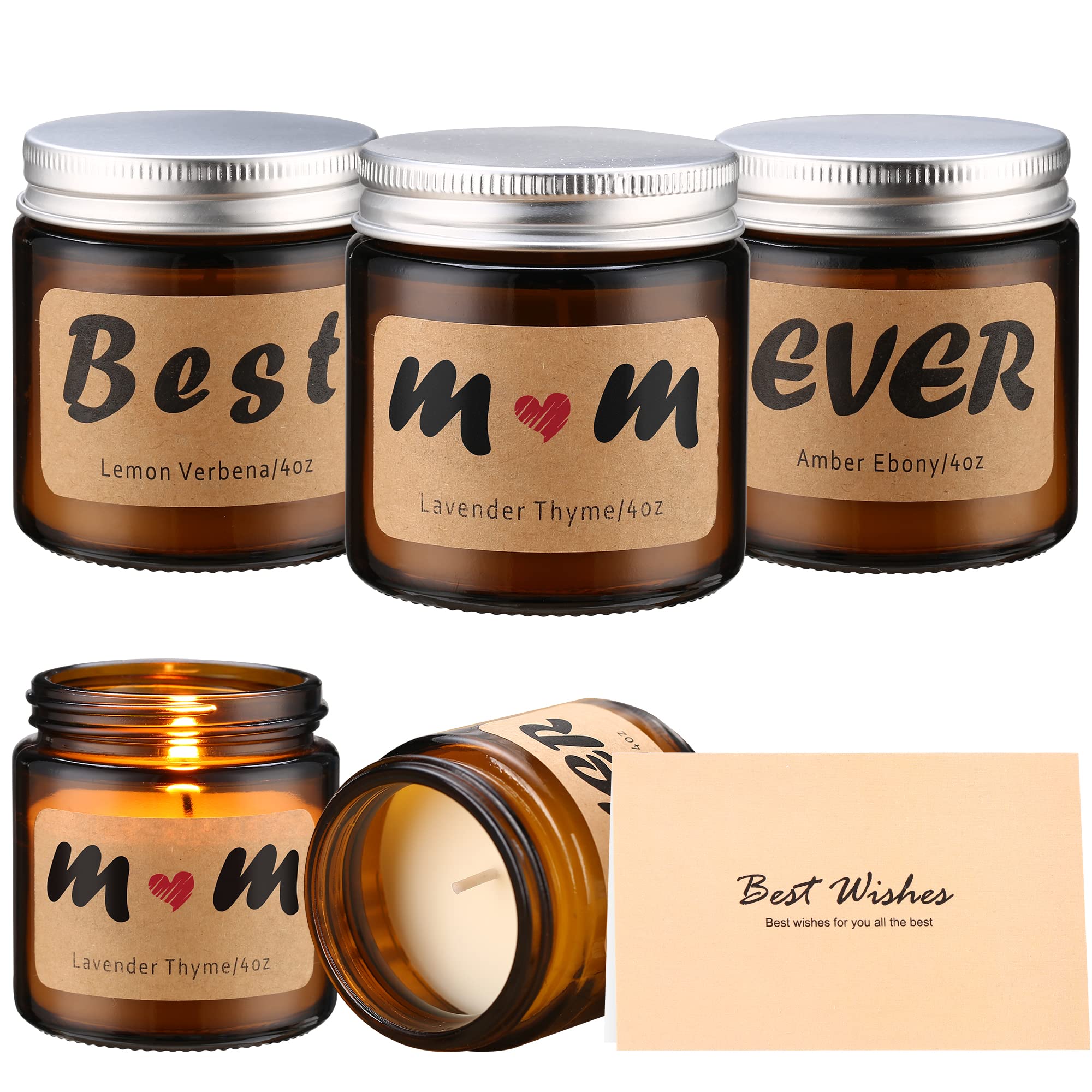 Amazon.com: Best Mom Ever Candle Gifts for Mom from Daughter Son, Birthday  Gifts for Mom, Mothers Day Scented Candle Gift-Lavender Thyme, Lemon  Verbena, Amber Ebony-4OZ One Piece (Total 12OZ) : Toys &