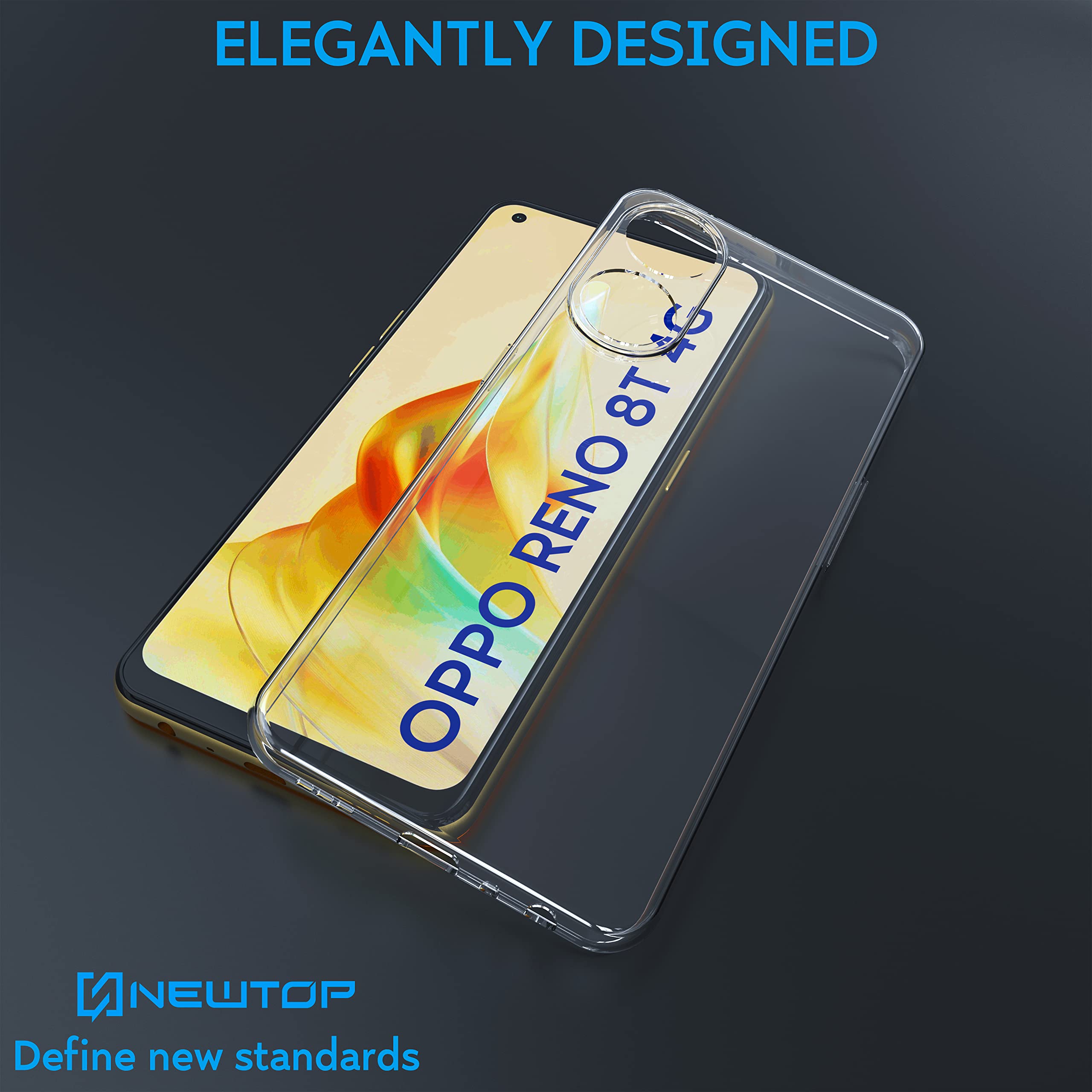 N NEWTOP Custodia Cover Trasparente In TPU Per OPPO RENO 8T 4G, Anti Ingiallimento, Anti Urto, Morbida E Sottile