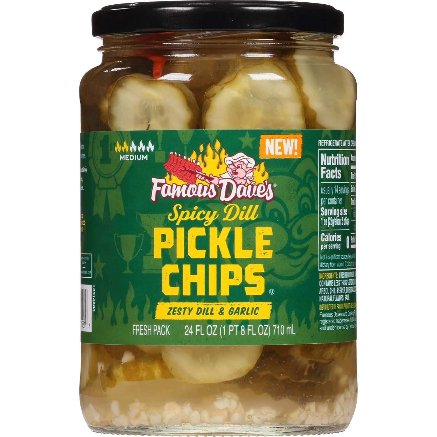 Famous Dave's - 3 pck, Spicy Dill Pickle Chips (72 oz.)