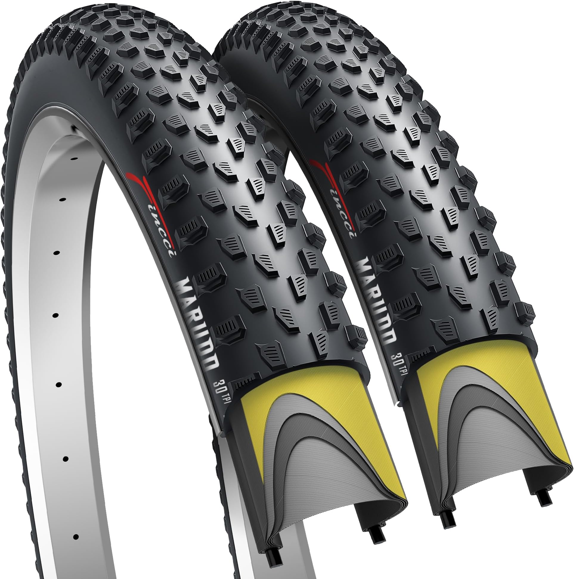 Fincci MARUDO Pair 29 x 2.10 Inch Bike Tire 52-622 Foldable Tires with 1mm Anti Puncture Proof Protection for MTB Mountain Gravel Hybrid Bike Bicycle - Pack of 2