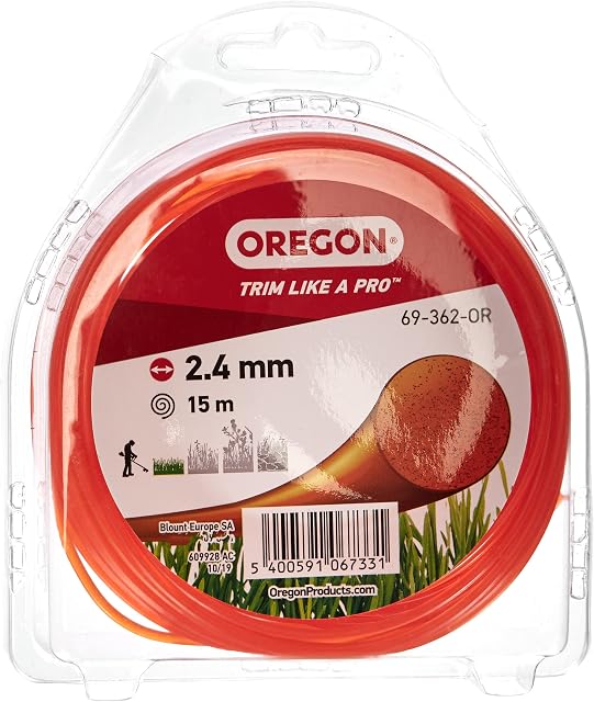 Oregon String Trimmer Line, Replacement Nylon Strimmer Wire for Grass Trimmers & Brushcutters, DIY & Gardening, Universal Fit, All Purpose, Round Cord, 2.4mm x 15m Spool, Orange (69-362-OR)