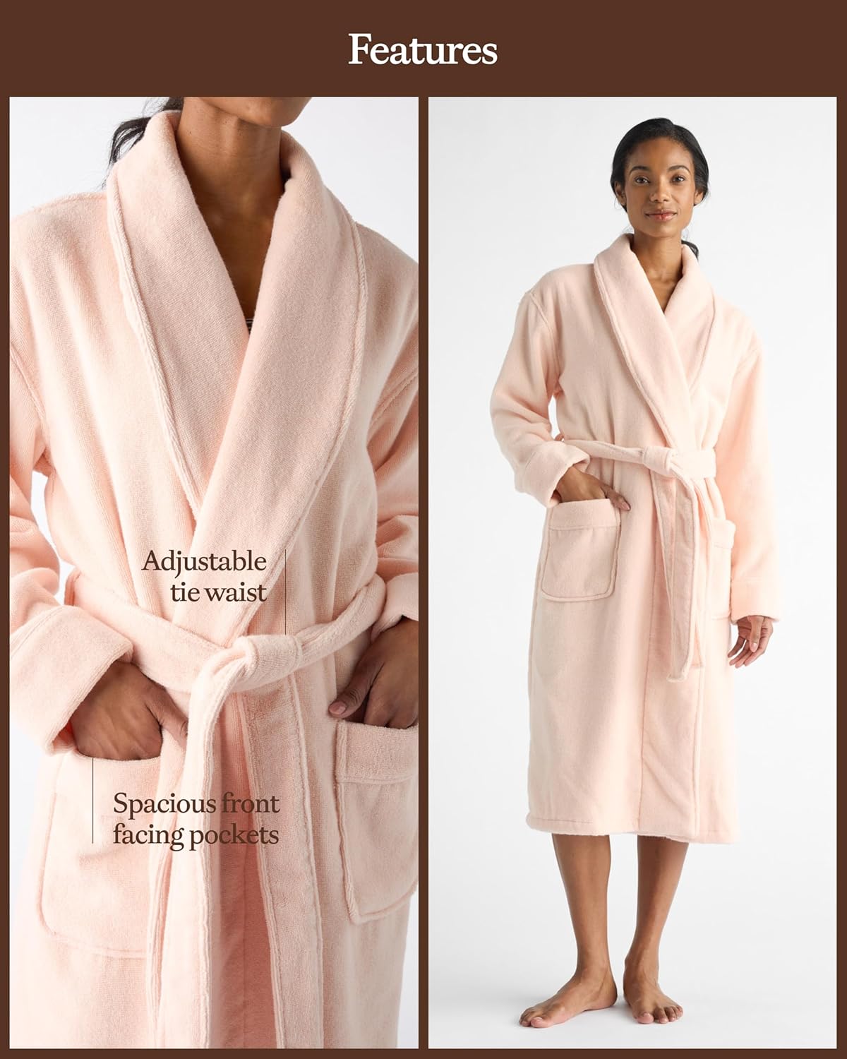 Cozy Earth Luxe Bath Robe - Luxury Robe for Women and Men, 60% Cotton & 40% Viscose from Bamboo - Image 4