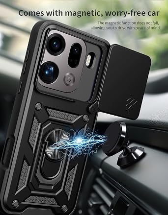 Phone Case for Oppo Find X9 Pro with Metal Ring Stand & Camera Cover, Heavy Duty Rugged for Oppo Find X9 Pro Case Military Grade Shockproof Protective fit Magnetic Car Mount (Blue)