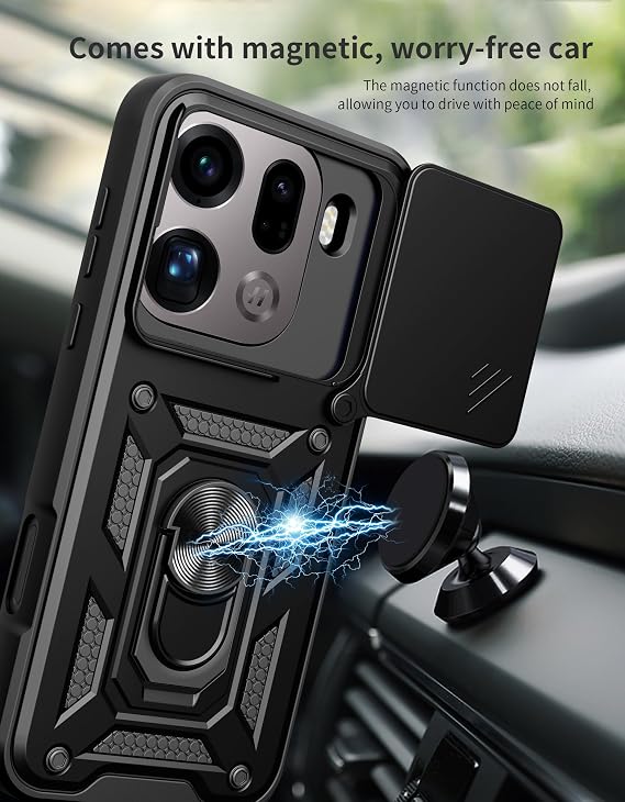 Phone Case for Oppo Find X9 Pro with Metal Ring Stand & Camera Cover, Heavy Duty Rugged for Oppo Find X9 Pro Case Military Grade Shockproof Protective fit Magnetic Car Mount (Blue)