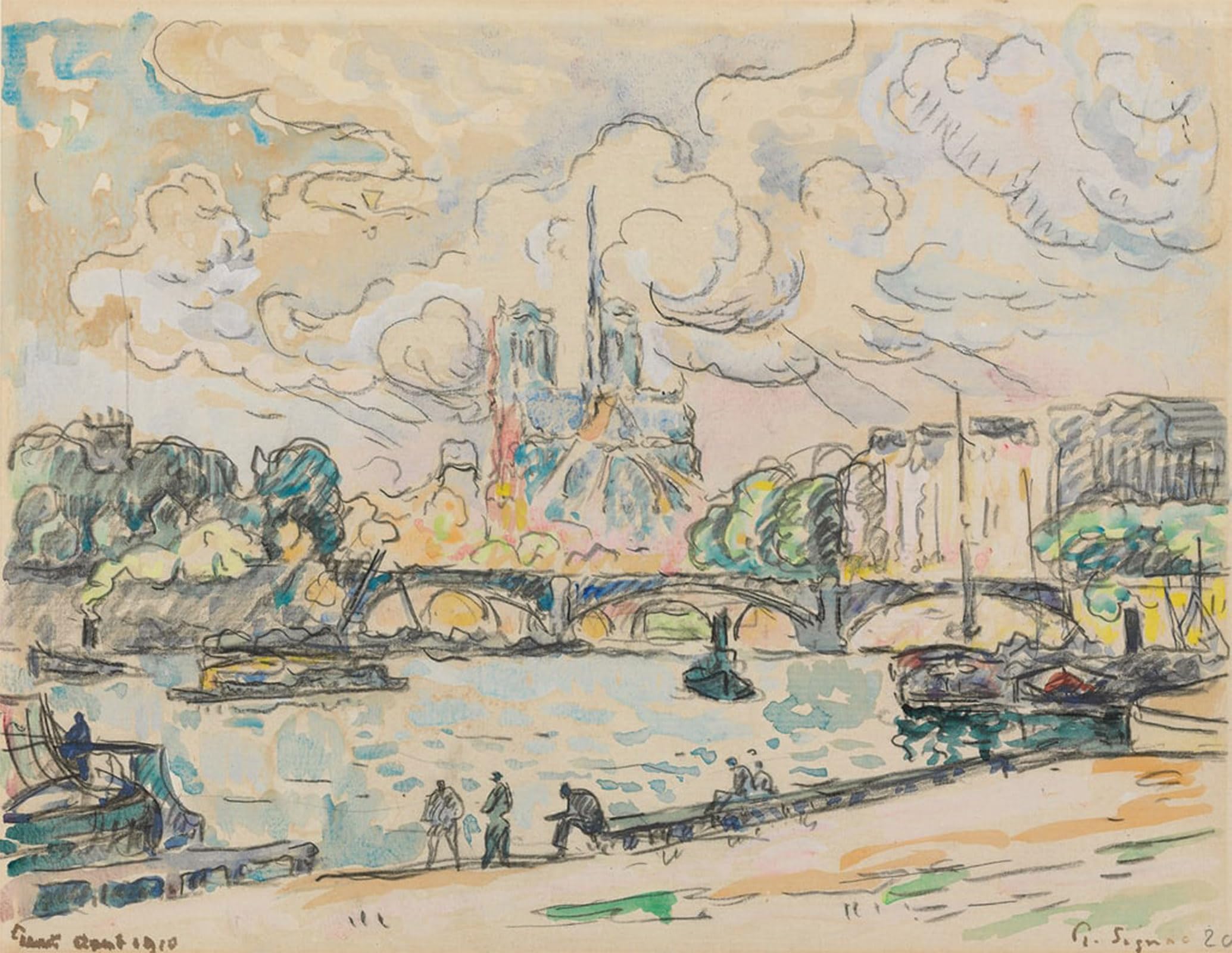 POSTERIIk Vintage Art Print Images Pictures Print Quai D by Paul Signac Modern Colour Posters for Office Home Decor 60x90cm