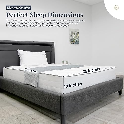 Miniatura 5 de Oliver & Smith - Colchón híbrido de espuma viscoelástica fresca de 10 pulgadas y resortes con funda transpirable, parte superior ajustada cómoda,