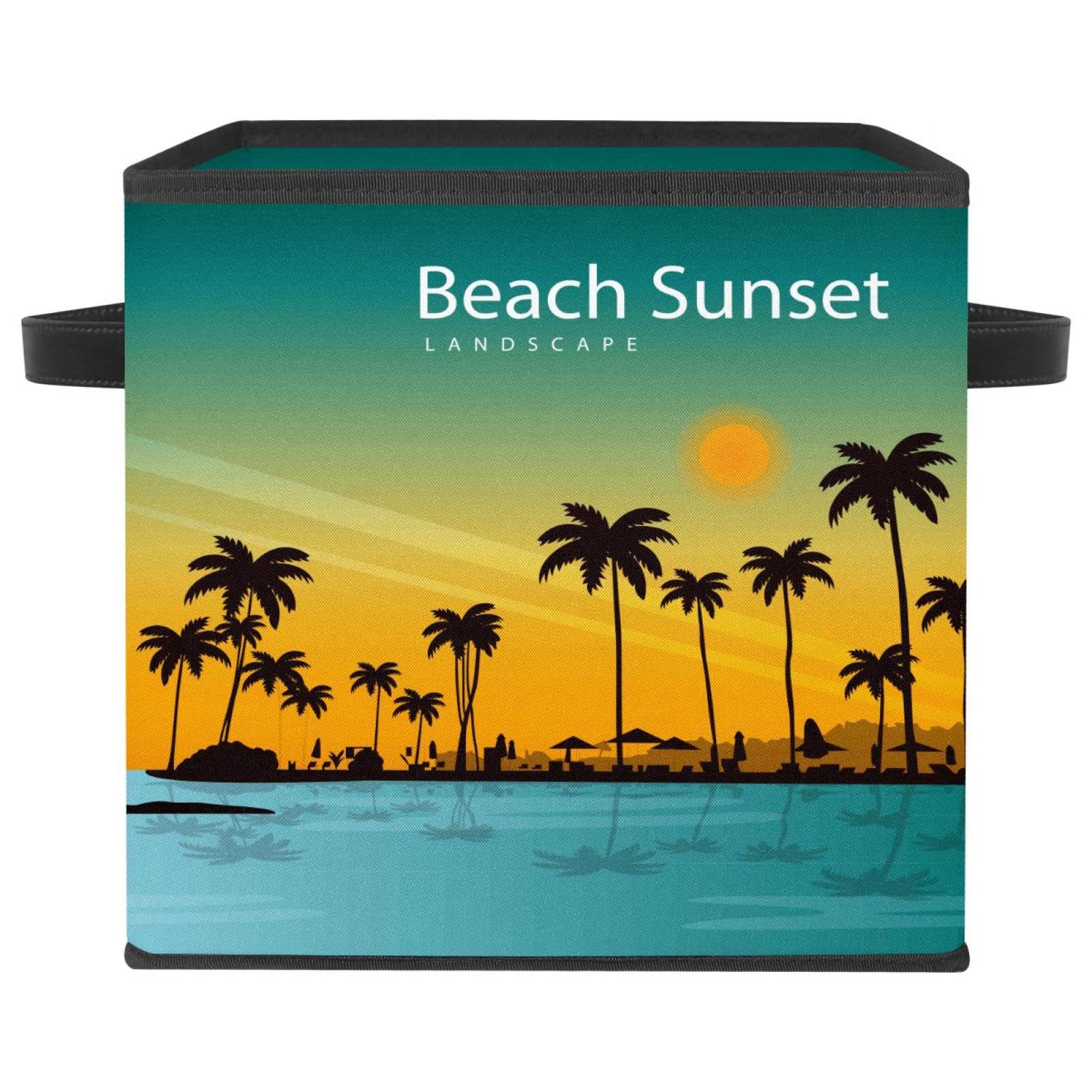 Boîte de rangement pliable en tissu thématique plage pour une chambre d'enfant apaisante
