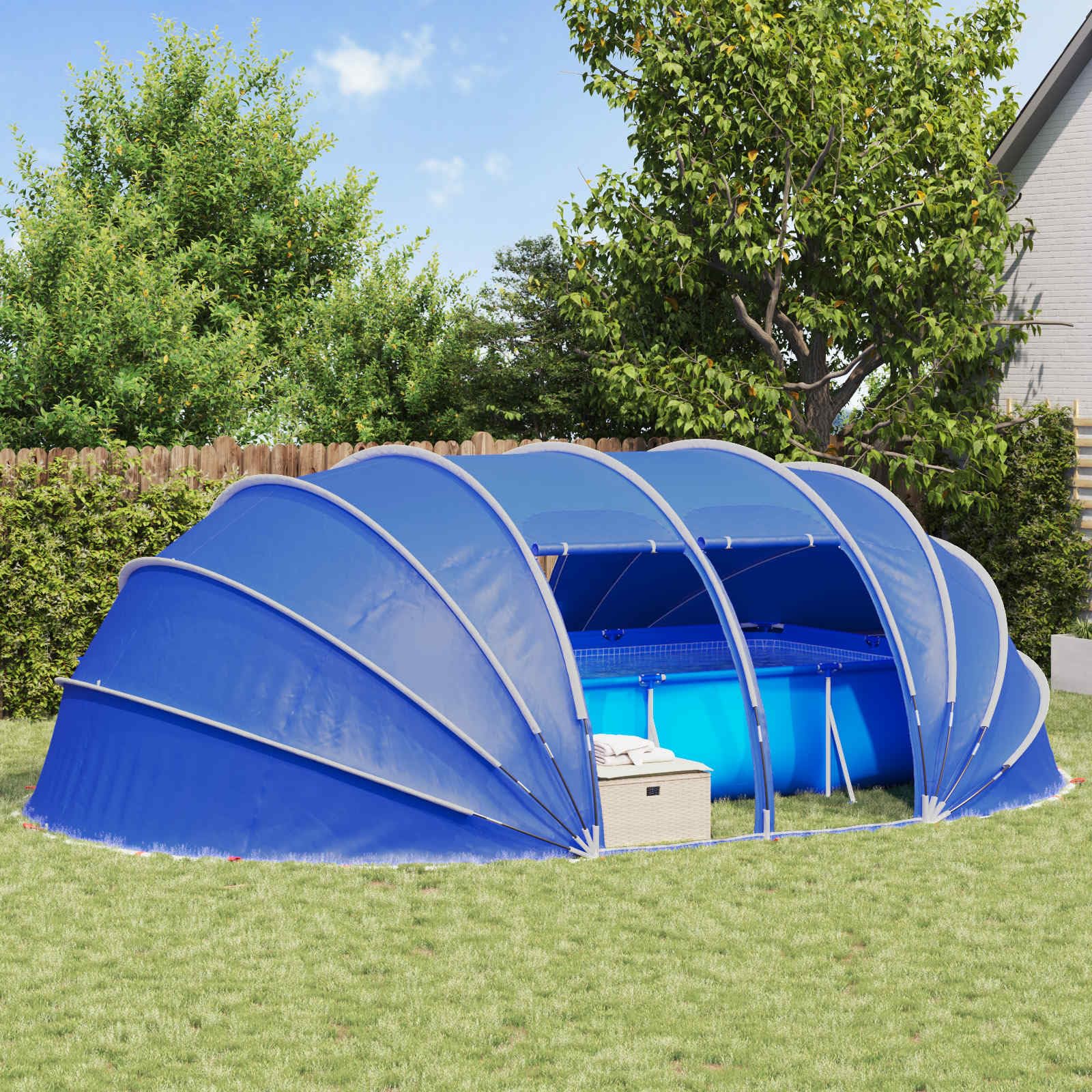 Festnight Poolabdeckung Oval 538x440x204 cm Pool Überdachung Poolzelt Dach Pooldach für Aufstellpools Poolpavillion Pool Abdeckung Oval Poolüberdachung Pool Kuppel