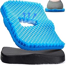 Gel Seat Cushion for Long Sitting &amp; Hip Pain Relief (Large Size) - Cooling 3D Cushions for Office Chair, Car, Wheelchair, Breathable &amp; Non-Slip Cover with Pressure Relief Technology
