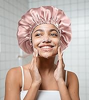 Vista 5 de YANIBEST Gorro de Satén Ajustable de Doble Capa Gorro para el Cabello para Dormir, Gorros para Mujeres para Cabello Natural Rizado, Burdeos Borgoña