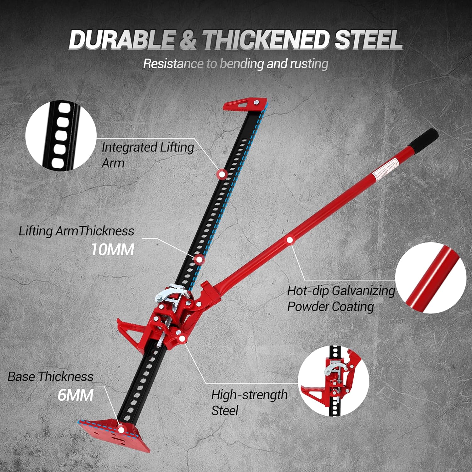 48" Farm Jack 3 Ton Heavy Duty, Hi-Lift Off Road Jack for Truck SUV Tractor - 7000LB Capacity, Ratcheting Lift 5.12-41.14"