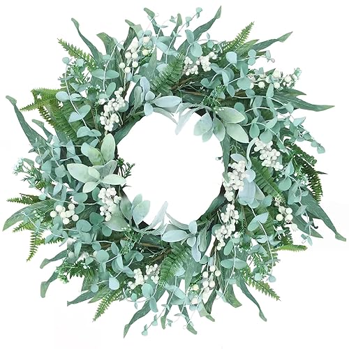 24 Inch Eucalyptus Wreath for Front Door, All Season Greenery