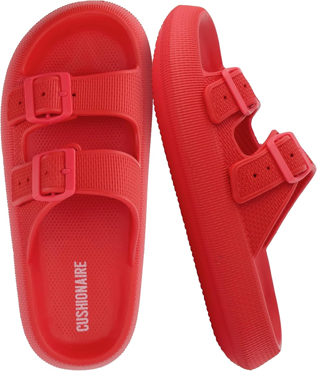 Sandalias CUSHIONAIRE Fame Pillow Recovery para mujer, toboganes ajustables de doble hebilla impermeables EVA Cloud para mujer