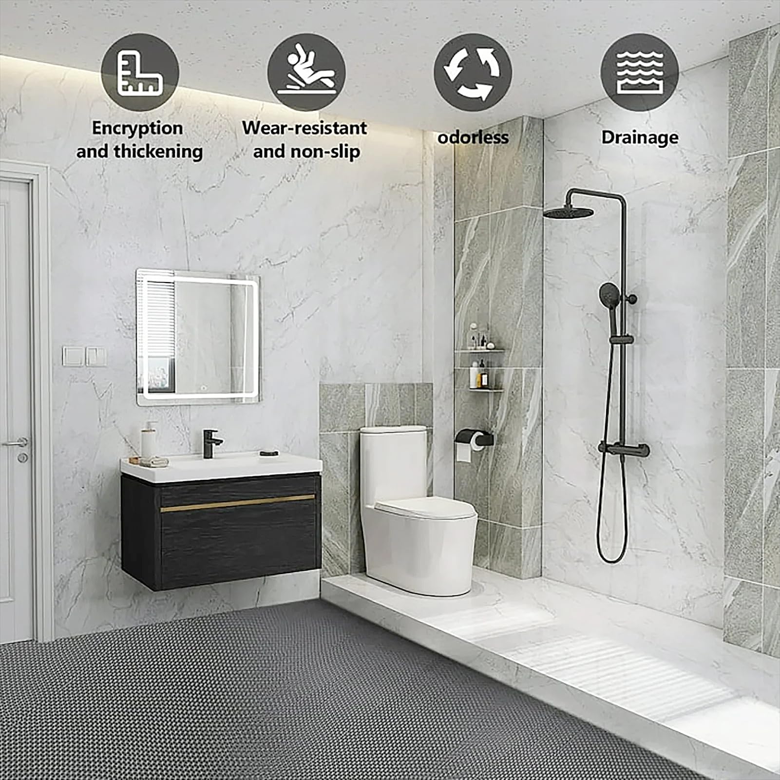 Tappetino drenante Antiscivolo in PVC Resistente per Piscina, Cucina, Bagno e Officina - 1,2 m di Larghezza, 5 mm di Spessore, Lunghezze opzionali