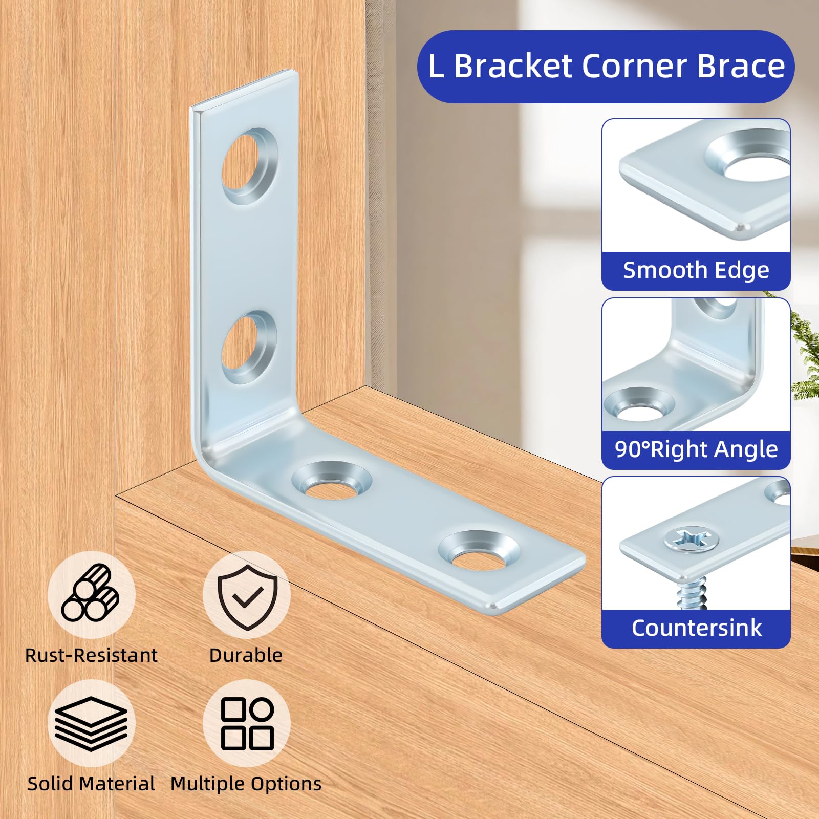 Home Master Hardware - Soportes en ángulo recto para esquinas con tornillos de 1-1/2 pulgadas, 40 unidades