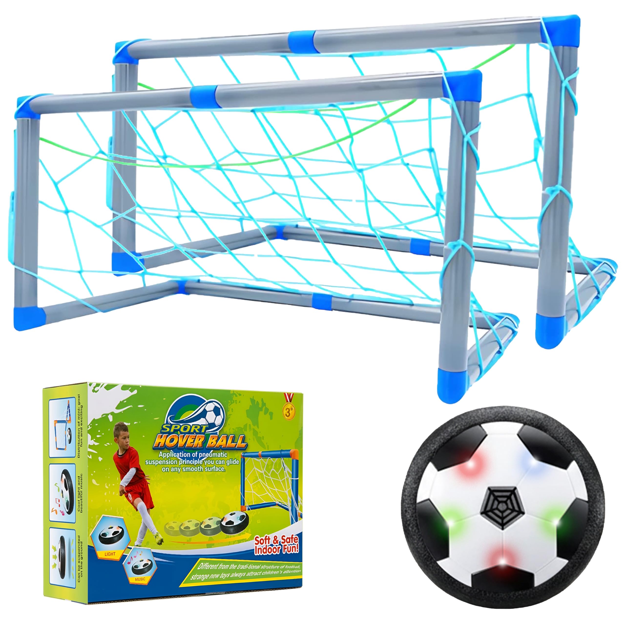 Hover Football With Goals, Air Powered Hover Football Gifts For Boys, Girls & Kids, Light-Up Football Boy Toys for 4 5 6 7 8 9+ (Batteries Not Included)