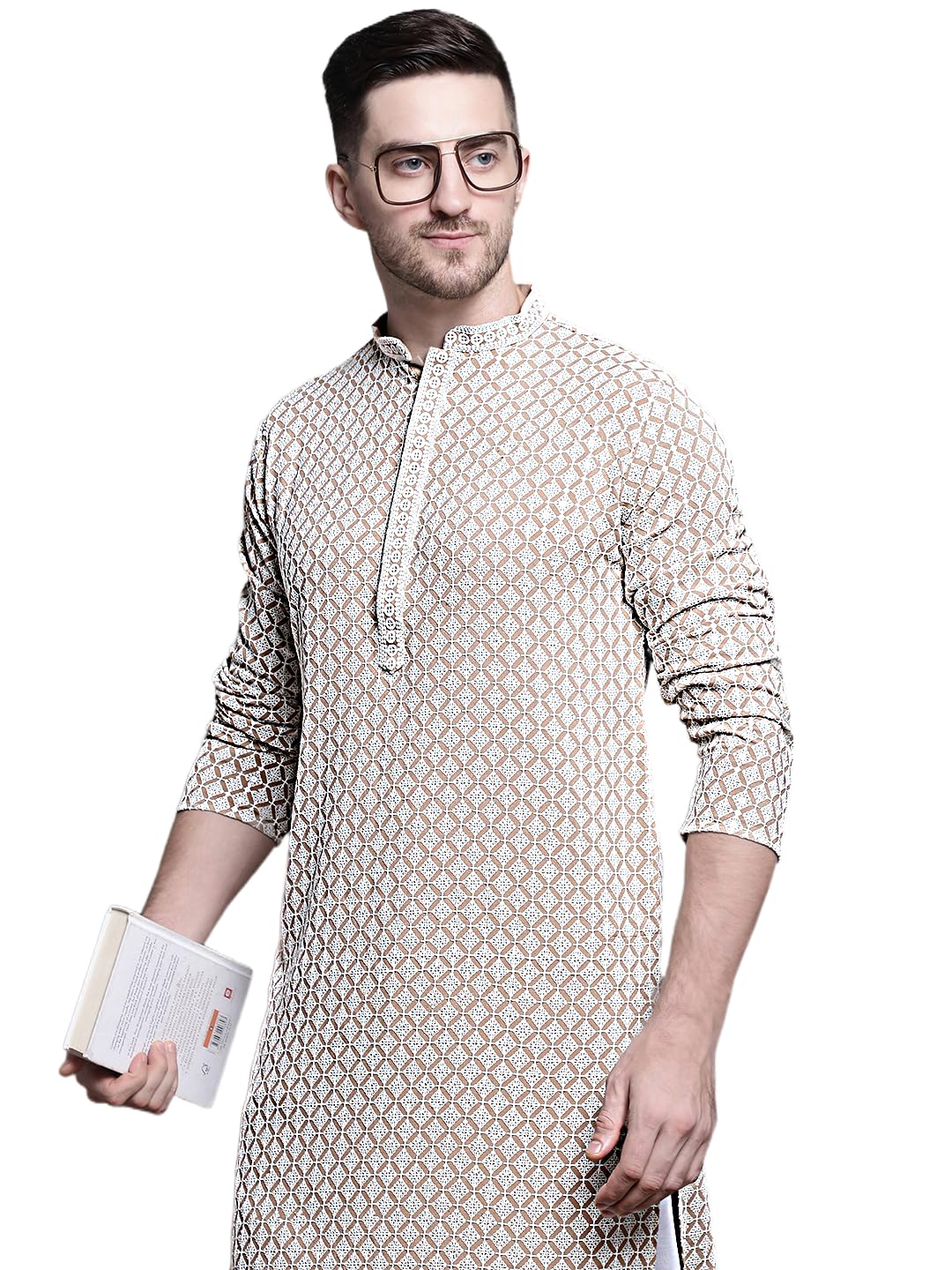 jompers Men Sequin Embroidered Pure Cotton Kurtas-picture-50