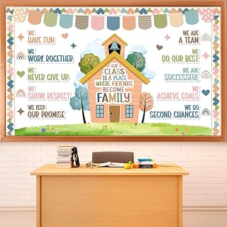 Motivational Bulletin Board Set Our Class is A Family Classroom Decoration Boho Inspirational Bulletin Board Positive Affirmation Cutouts for Back to School Nursery Chalkboard Wall Door Supplies