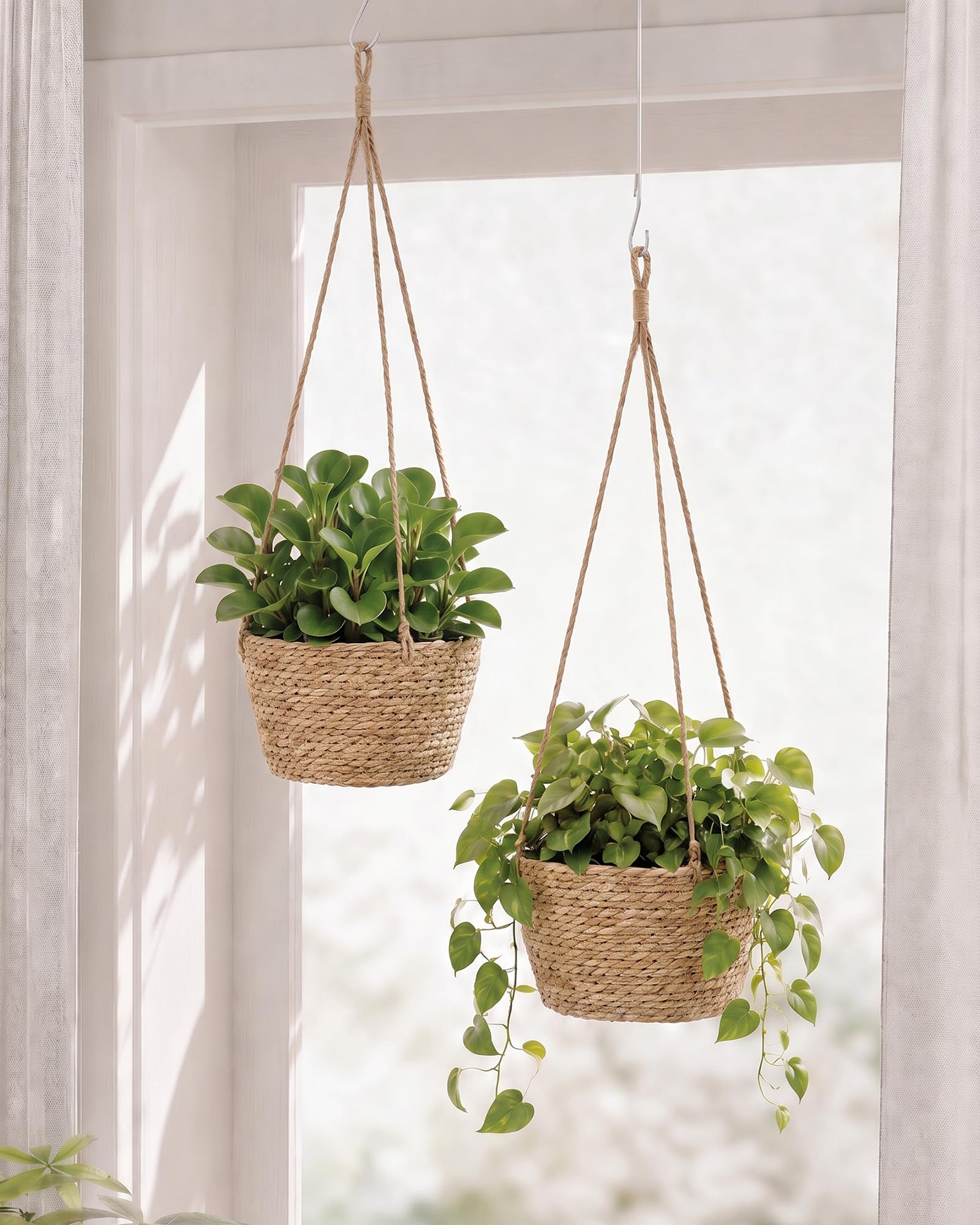 Bamworld Hanging Planter 10in Woven Plant Basket