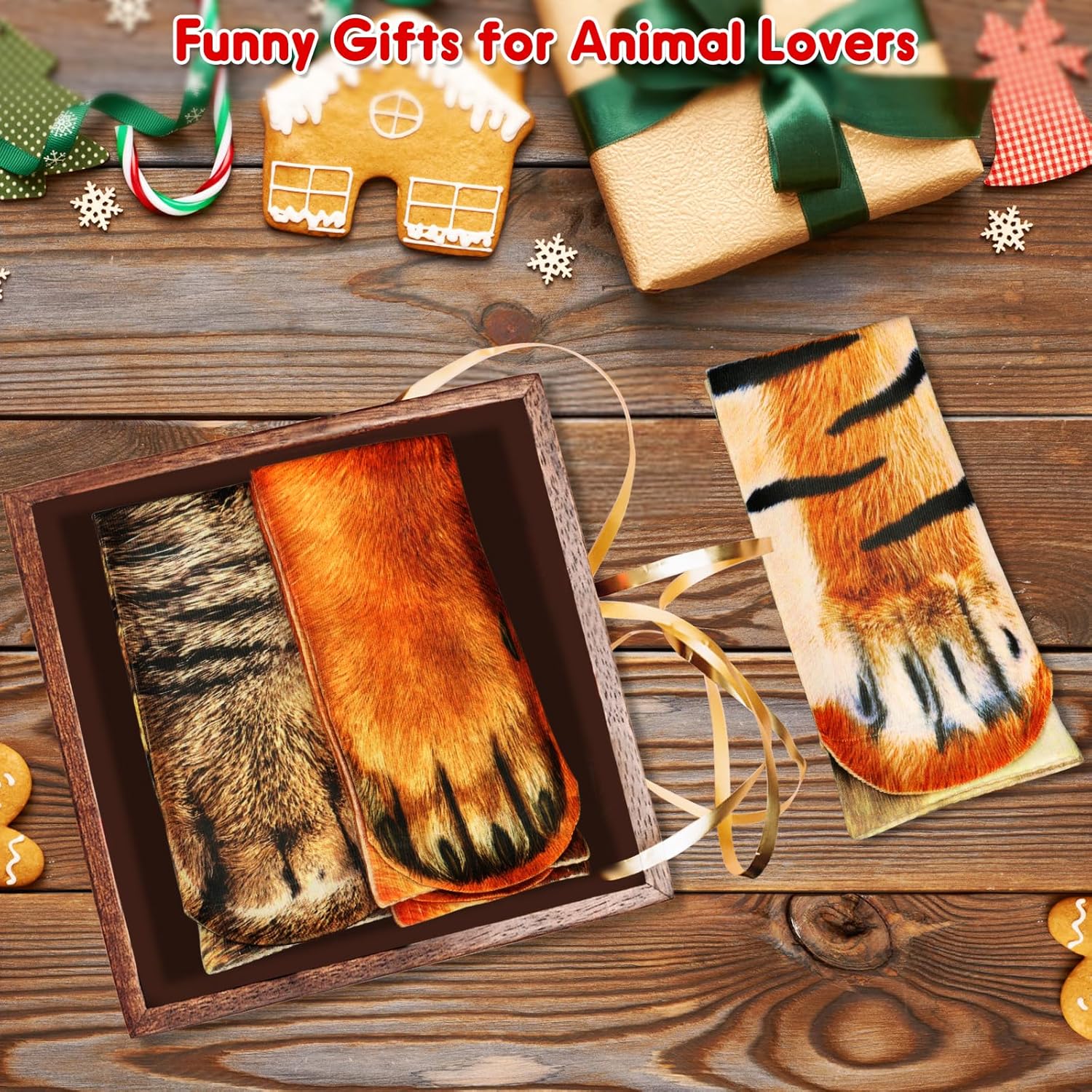 JAYEE Funny Animal Paw Socks, Novelty 3D Animal Feet Socks, Cat Claw Crew Socks Christmas Gag Gift for Adult Women Kid - Image 5