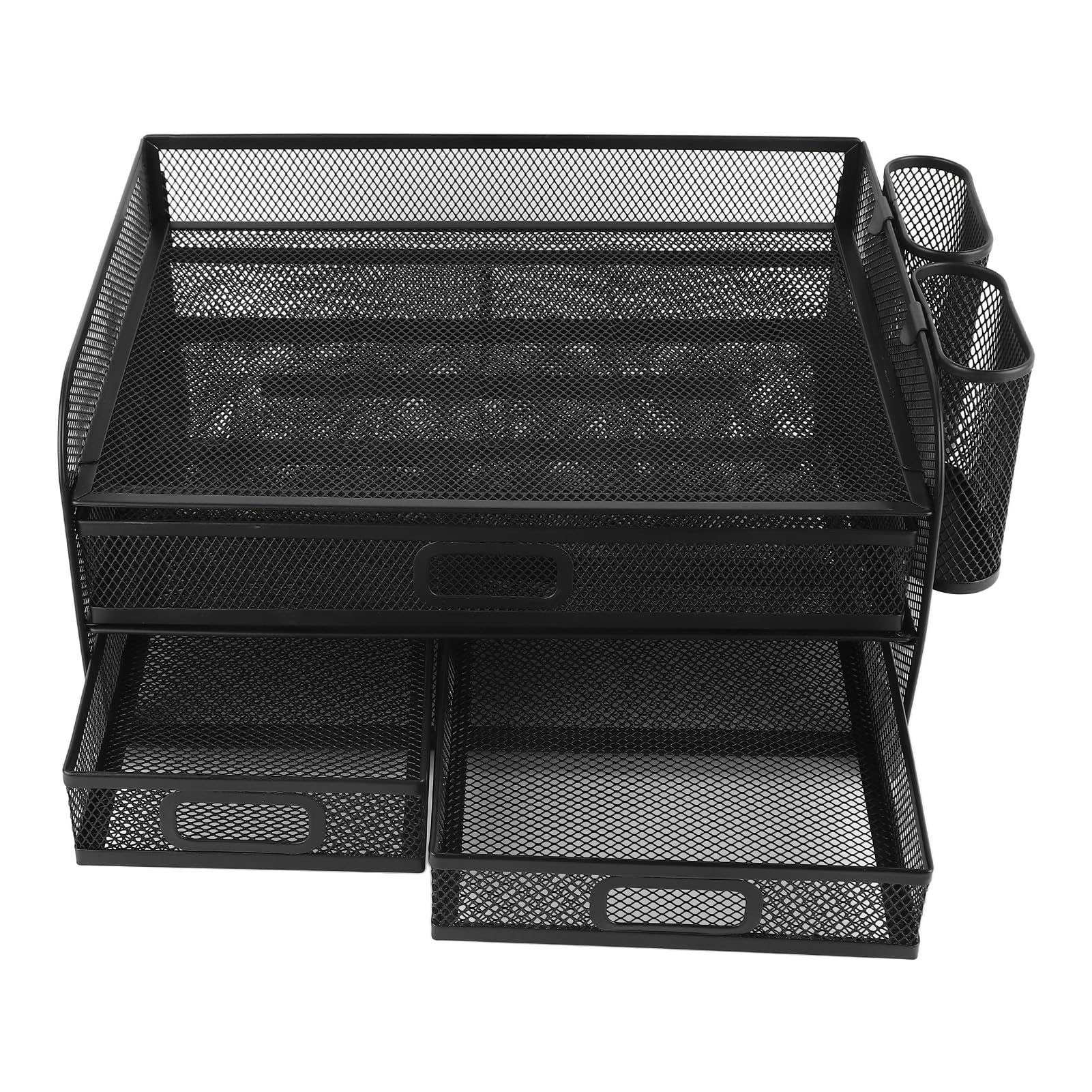 Organizer da scrivania a 3 livelli in rete, organizer da scrivania in rete con 5 scomparti, contenitore da ufficio pieghevole e multifunzionale per studio, dormitorio e a