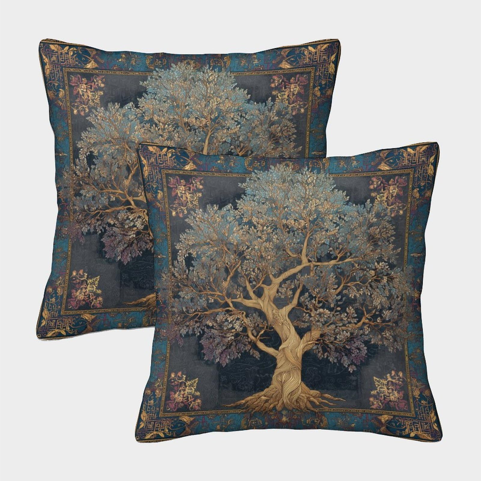 kaiyun 2 Pack 40x40cm Pillow Cases,Ancient Tree of Life Decorative 3D Printed Cushion Cover,sofa Bed Decorative Cushions