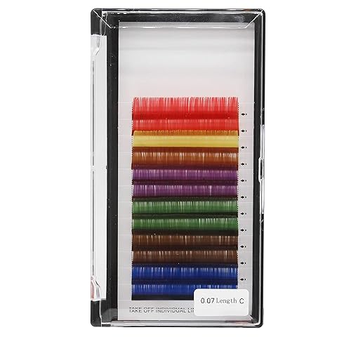 Miniatura 7 de Bodemrincer - Pestañas postizas individuales de 0.31 a 0.78 pulgadas, 12 líneas, 7 colores, mezclados, una bandeja, extensión de pestañas