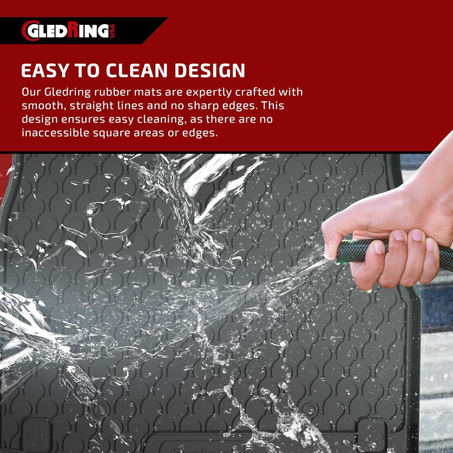 Gledring USA Custom Fit All-Weather Rubber Cargo Liner Intended for BMW 5 Series 528i / 535i / 550i Sedan (F11) 2011-2017, No Trimming Required, Tailored Custom Fit, Protects from Rain, Mud & Snow