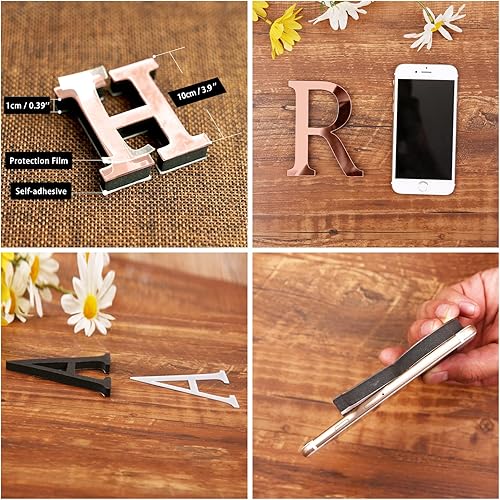 Miniatura 6 de Espejo acrílico 3D con letras engrosadas Espejo de plexiglás autoadhesivo de combinación libre DIY seguridad irrompible espejo pegatinas de pared