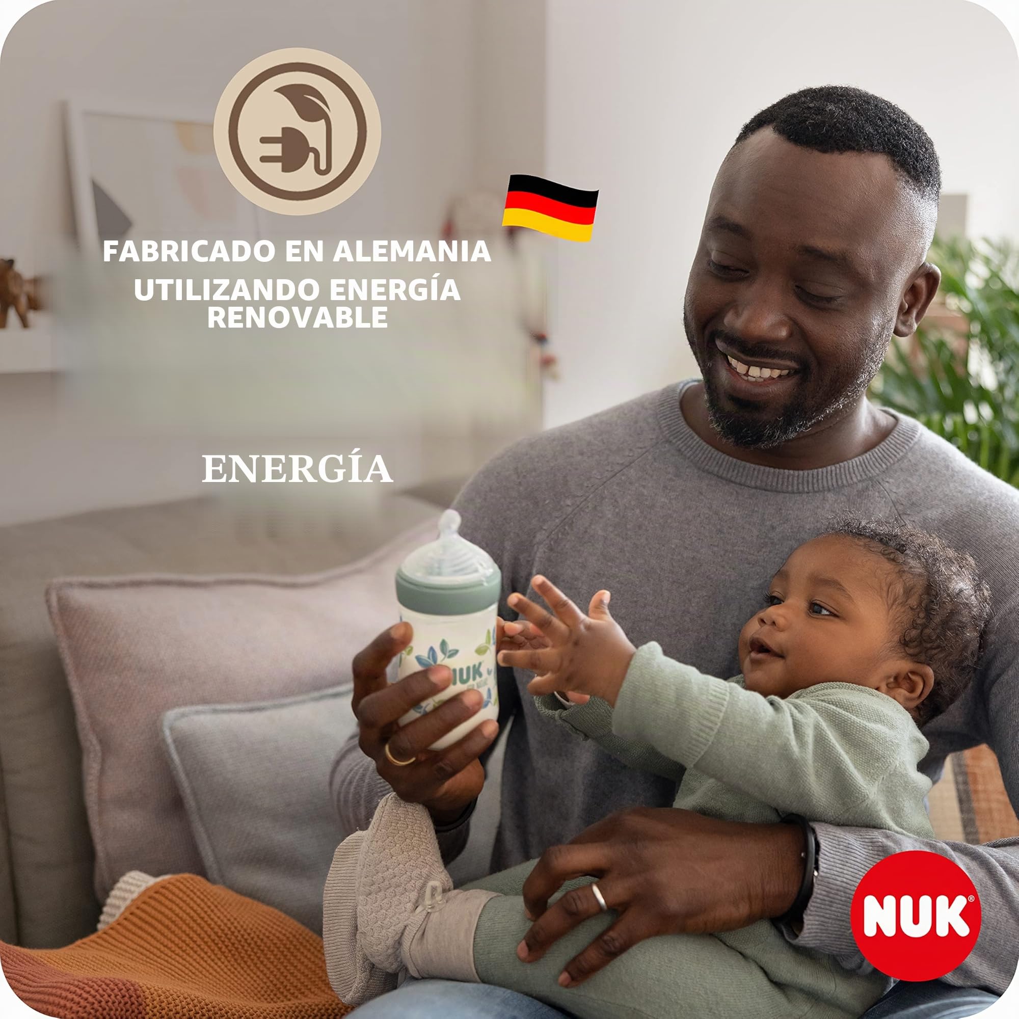 NUK for Nature Start - Juego de 4 biberones y tetinas para bebés de 0 a 6 meses, materias primas 100% naturales, 2 biberones (150 ml + 260 ml), 2 tetinas de silicona, sin BPA