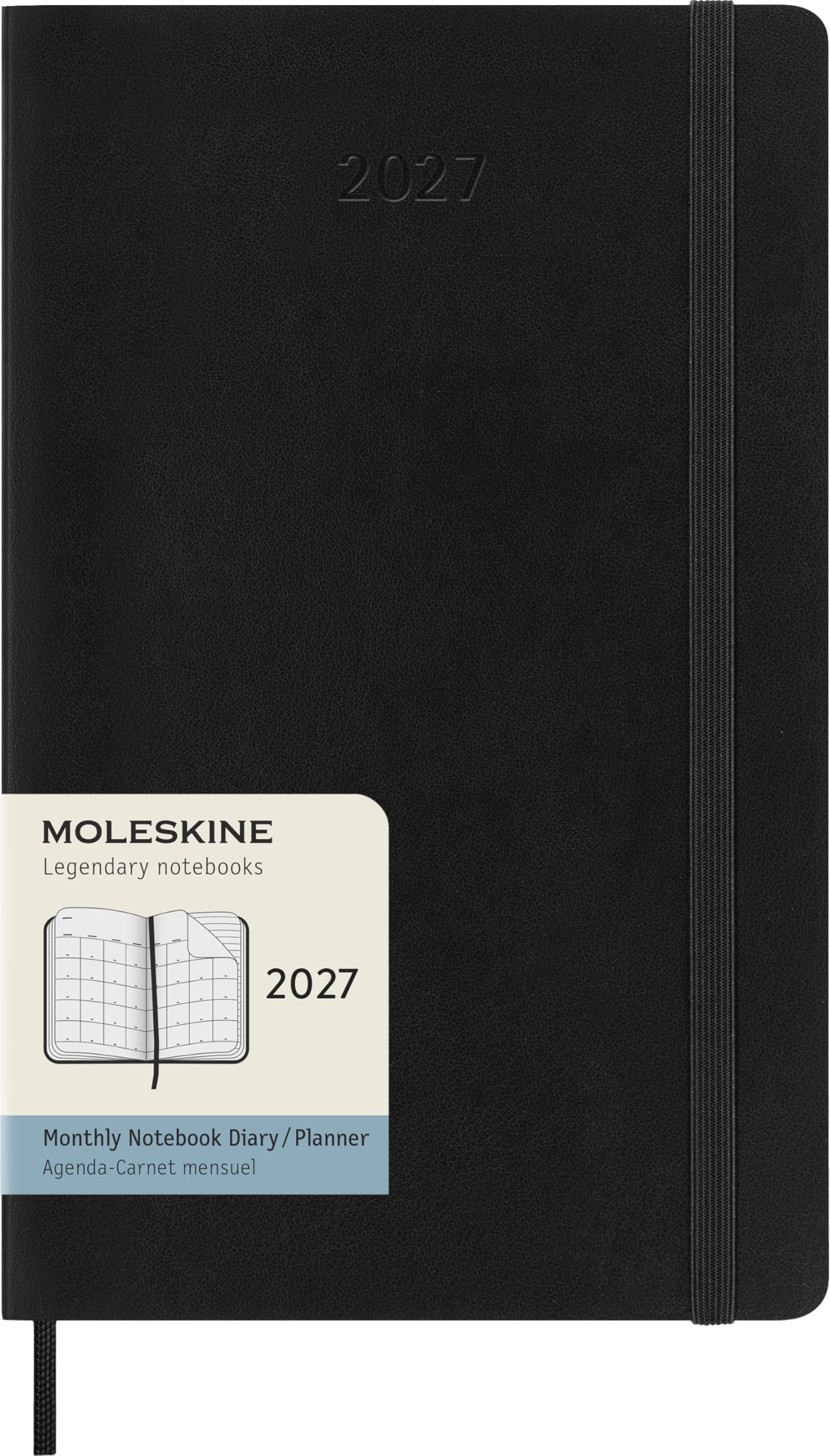 Moleskine Monthly Planner 2027, Soft Cover 12 Month Diary with Elastic Closure, Large 13x21 Cm, Black