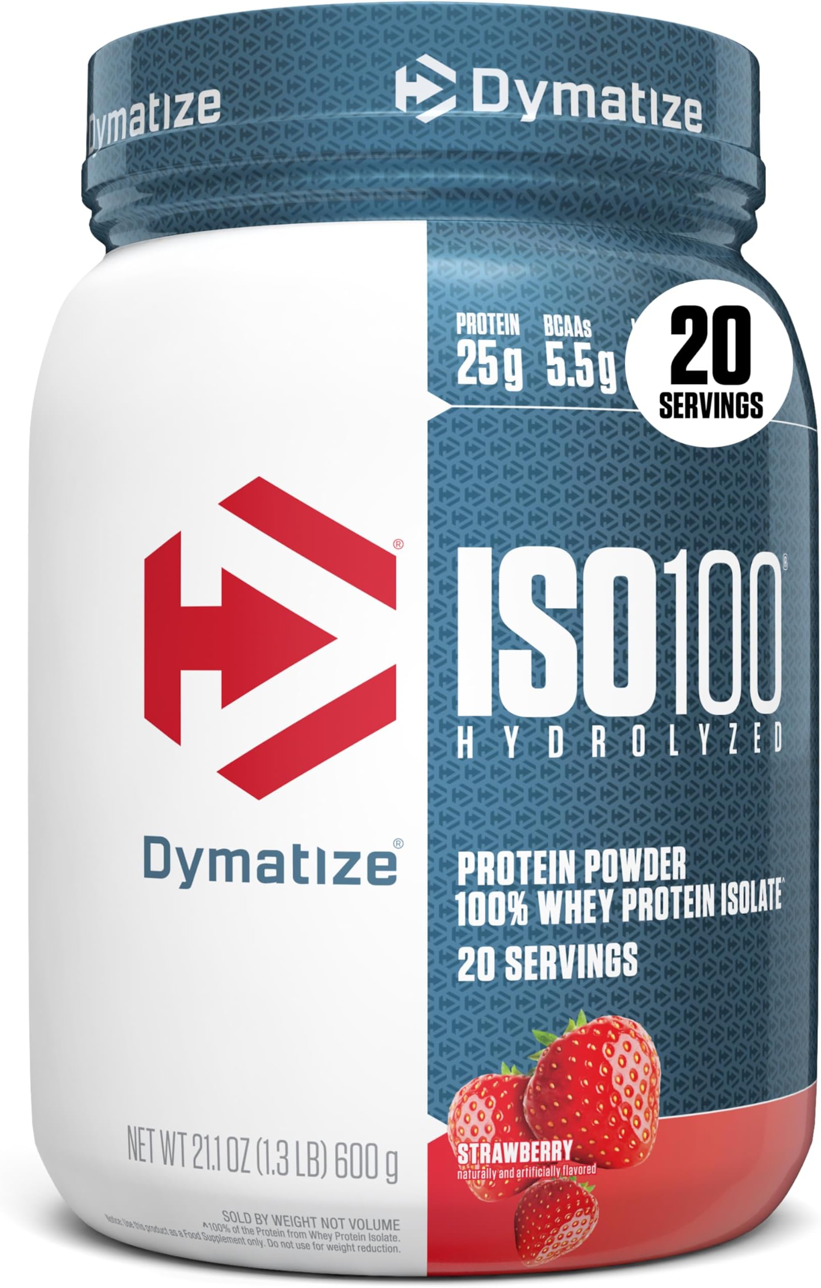 Dymatize ISO100 Hydrolyzed Whey Protein Isolate,20 Servings, 25g Protein (610G, Strawberry)